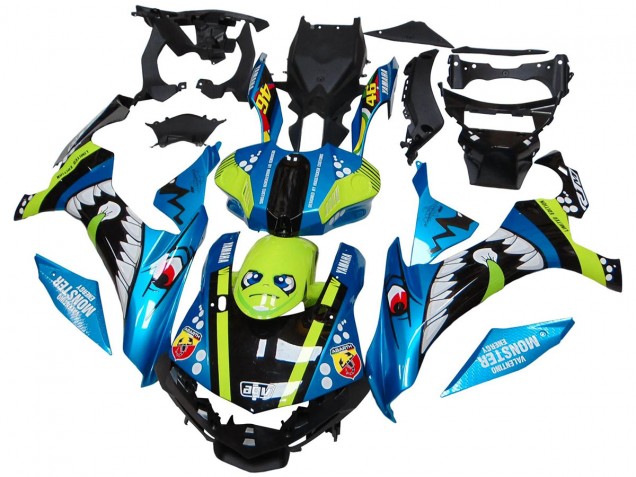 2015-2019 Yamaha YZF R1 Motorcycle Fairings - Blue Green Black Shark