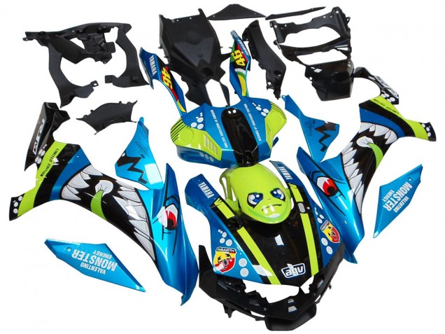 2015-2019 Yamaha YZF R1 Motorcycle Fairings - Blue Green Black Shark