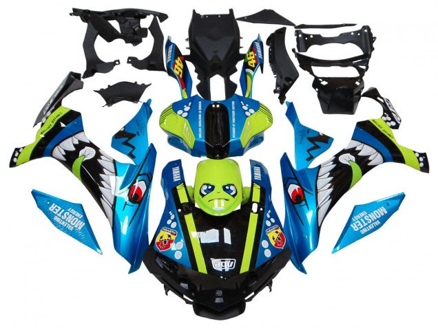 2015-2019 Yamaha YZF R1 Motorcycle Fairings - Blue Green Black Shark