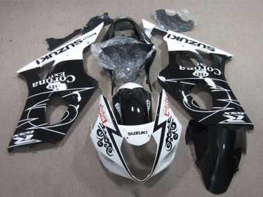 2003-2004 Suzuki GSXR 1000 Motorcycle Fairings - White Glossy Black Corona Extra Motul
