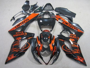 2005-2006 Suzuki GSXR 1000 Motorcycle Fairings - Glossy Black Orange Corona Extra
