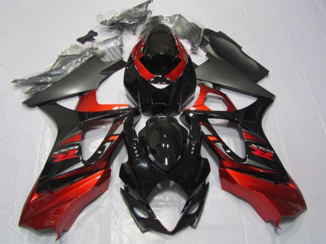 2007-2008 Suzuki GSXR 1000 Motorcycle Fairing Kits - Red Glossy Black