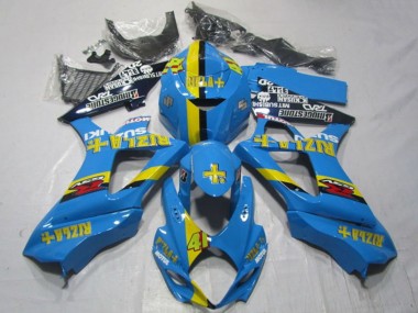 2007-2008 Suzuki GSXR 1000 Motorcycle Fairings - Blue Yellow Black Rizla 41