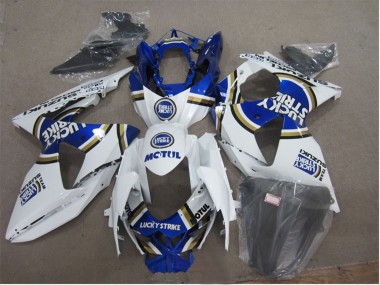2009-2016 Suzuki GSXR 1000 Motorcycle Fairings - White Blue Lucky Strike Motul