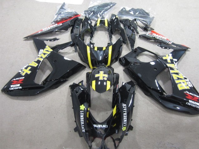 2009-2016 Suzuki GSXR 1000 Motorcycle Fairings - Glossy Black Yellow Rizla Lumber Jack