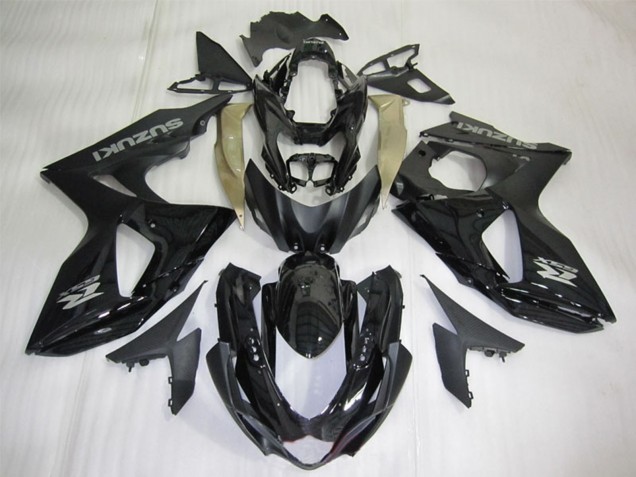 2009-2016 Suzuki GSXR 1000 Motorcycle Fairings - Glossy Black Silver Decal