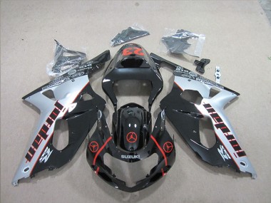 2001-2003 Suzuki GSXR 600 Motorcycle Fairings - Silver Glossy Black Red Jordan 23