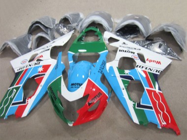 2004-2005 Suzuki GSXR 600 Motorcycle Fairings - White Blue Green Red Motul