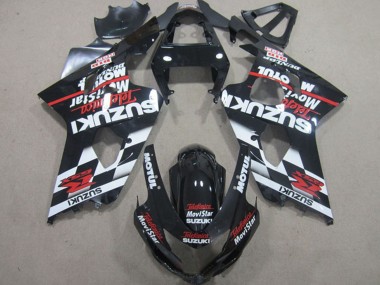 2004-2005 Suzuki GSXR 600 Motorcycle Fairings - Glossy Black Red White Telefonica MoviStar