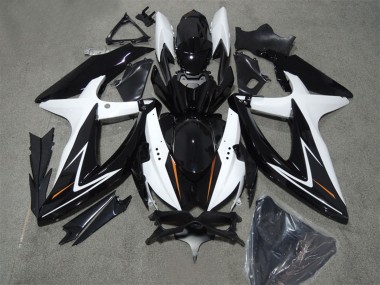 2008-2010 Suzuki GSXR 600 Motorcycle Fairings - White Glossy Black