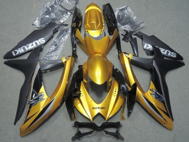 2008-2010 Suzuki GSXR 600 Motorcycle Fairings - Gold Matte Black