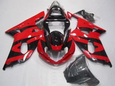 2001-2003 Suzuki GSXR 750 Motorcycle Fairings - Red Glossy Black