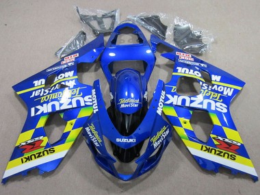 2004-2005 Suzuki GSXR 750 Motorcycle Fairings - Blue Neon Yellow Telefonica MoviStar Motul