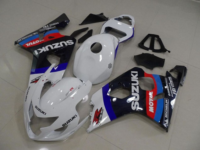 2004-2005 Suzuki GSXR 750 Motorcycle Fairings - White Blue Red Black Motul