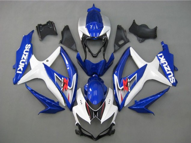2008-2010 Suzuki GSXR 750 Motorcycle Fairing - White Silver Blue Black