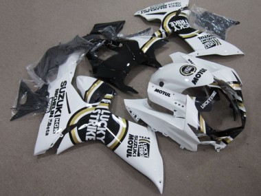 2011-2024 Suzuki GSXR 750 Motorcycle Fairings - White Lucky Strike Black Motul