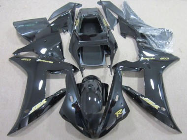2002-2003 Yamaha YZF R1 Motorcycle Fairings - Glossy Black Gold Decal