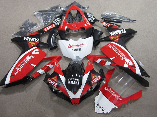 2007-2008 Yamaha YZF R1 Motorcycle Fairings - Red White Black Volvo Santander Fimer