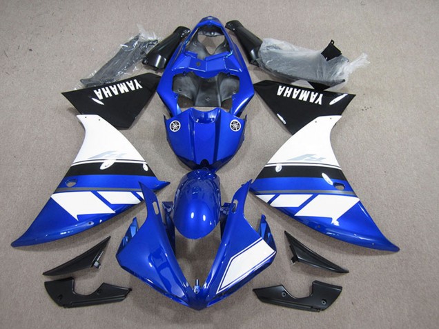 2012-2014 Yamaha YZF R1 Motorcycle Fairing - Blue White Glossy Black