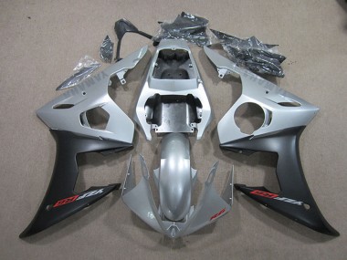 2003-2004 Yamaha YZF R6 Motorcycle Fairings - Silver Matte Black