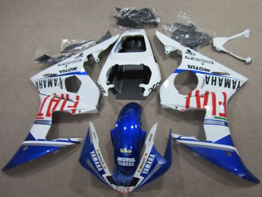 2003-2004 Yamaha YZF R6 Motorcycle Fairings - White Blue Red Fiat Motul