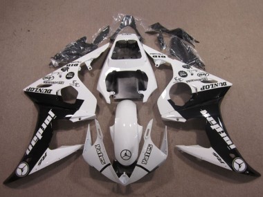 2003-2004 Yamaha YZF R6 Motorcycle Fairings - White Glossy Black Jordan Dunlop
