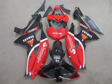 2008-2016 Yamaha YZF R6 Motorcycle Fairings - Red White Glossy Black Volvo Santander Fimer