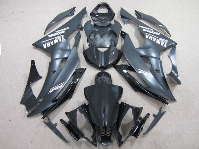 2008-2016 Yamaha YZF R6 Motorcycle Fairings - Glossy Black Matte Black White Decals