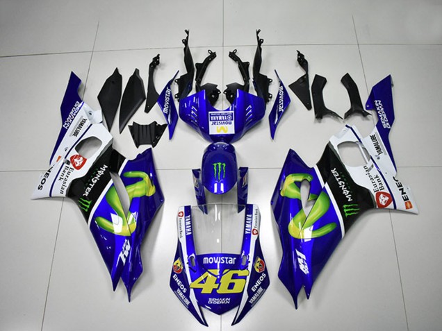 2017-2023 Yamaha YZF R6 Motorcycle Fairings - White Blue Black Green Monster MoviStar 46