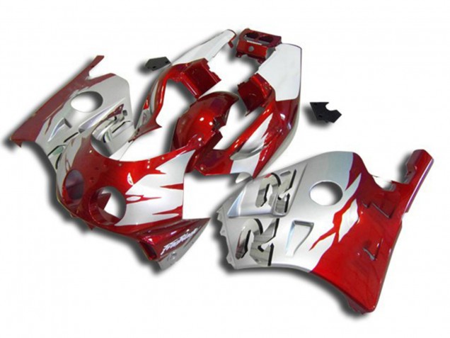 1990-1998 Silver Red and White Honda CBR250RR Motorcycle Fairings
