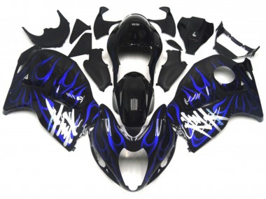 1997-2007 Black with Deep Blue Flame Suzuki GSXR 1300 Hayabusa Motorcycle Fairings