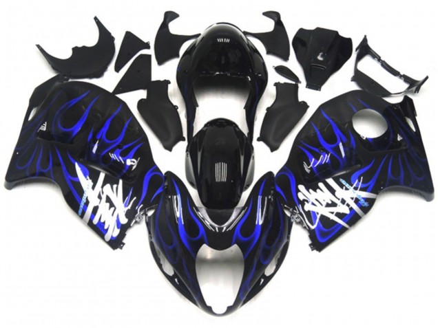 1997-2007 Black with Deep Blue Flame Suzuki GSXR 1300 Hayabusa Motorcycle Fairings