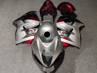 1997-2007 Gloss Silver and Candy Red Suzuki GSXR 1300 Hayabusa Motorcycle Fairings
