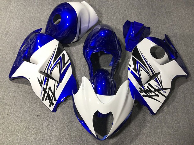 1997-2007 Gloss White & Blue Suzuki GSXR 1300 Hayabusa Motorcycle Fairings