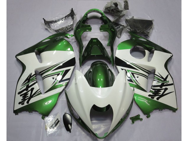 1997-2007 Gloss White & Green Suzuki GSXR 1300 Hayabusa Motorcycle Fairings