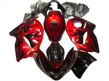 1997-2007 Red & Black Flame Suzuki GSXR 1300 Hayabusa Motorcycle Fairings