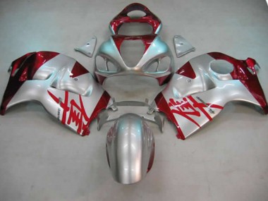 1997-2007 Silver and Red Suzuki GSXR 1300 Hayabusa Motorcycle Fairings