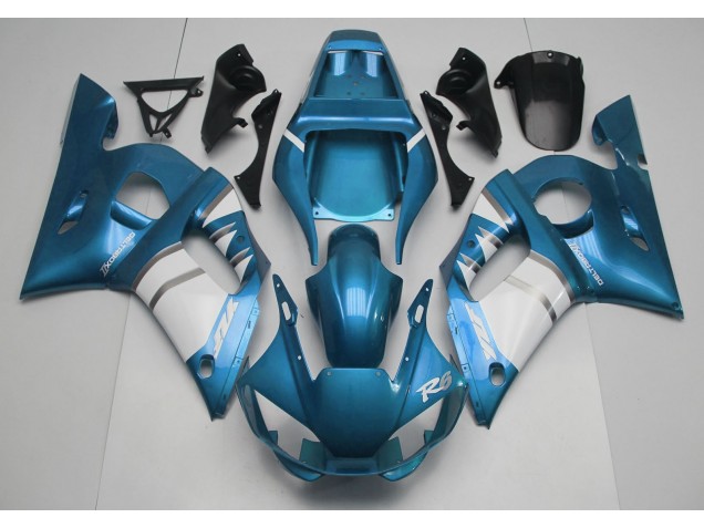 1998-2002 Light Blue & White Yamaha R6 Motorcycle Fairings