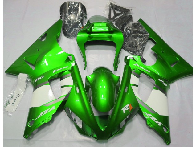 2000-2001 Electric Green & White Yamaha R1 Motorcycle Fairings