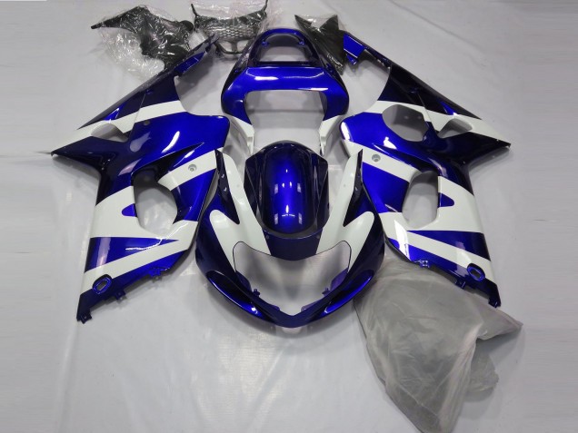 2000-2002 Gloss Blue & White Suzuki GSXR 1000 Motorcycle Fairings