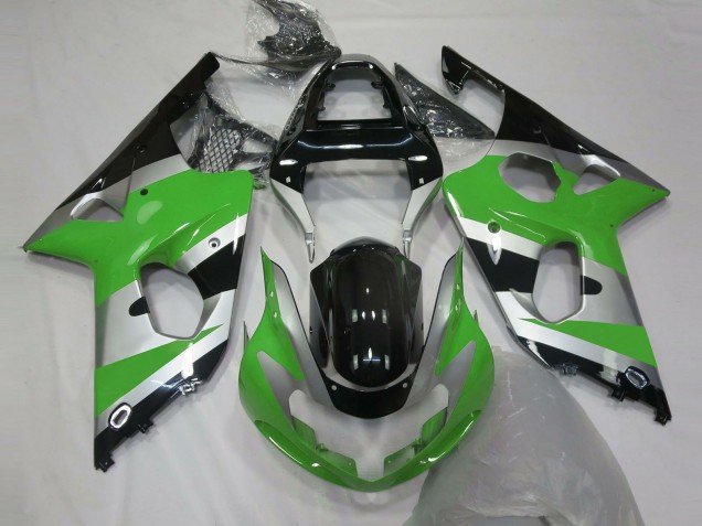 2000-2002 Green Silver OEM Style Suzuki GSXR 1000 Motorcycle Fairings