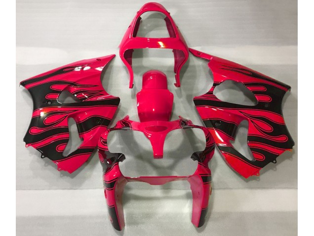 2000-2002 Red & Black Flame Kawasaki ZX6R Motorcycle Fairings