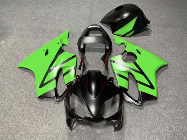 2001-2003 Matte Black and Green Honda CBR600 F4i Motorcycle Fairings