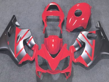 2001-2003 Red and Matte Silver Honda CBR600 F4i Motorcycle Fairings