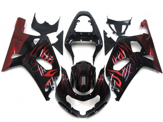 2001-2003 Vibrant Red Flame Suzuki GSXR 600-750 Motorcycle Fairings