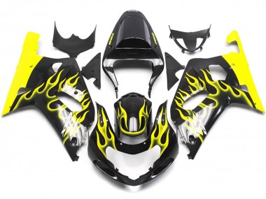 2001-2003 Vibrant Yellow Flame Suzuki GSXR 600-750 Motorcycle Fairings