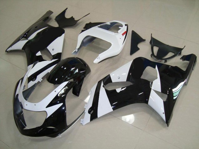 2001-2003 White and Black Suzuki GSXR 600-750 Motorcycle Fairings