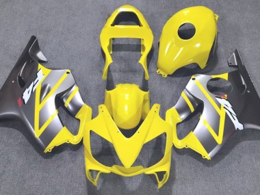 2001-2003 Yellow and Matte Silver Honda CBR600 F4i Motorcycle Fairings