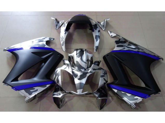 2002-2012 Grey Camouflage & Blue Honda VFR800 Motorcycle Fairings