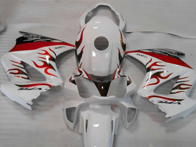 2002-2012 White Red Flame Honda VFR800 Motorcycle Fairings